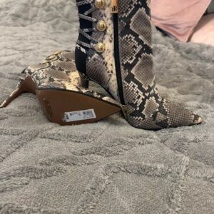 River Island Snake Print Heeled Boots
